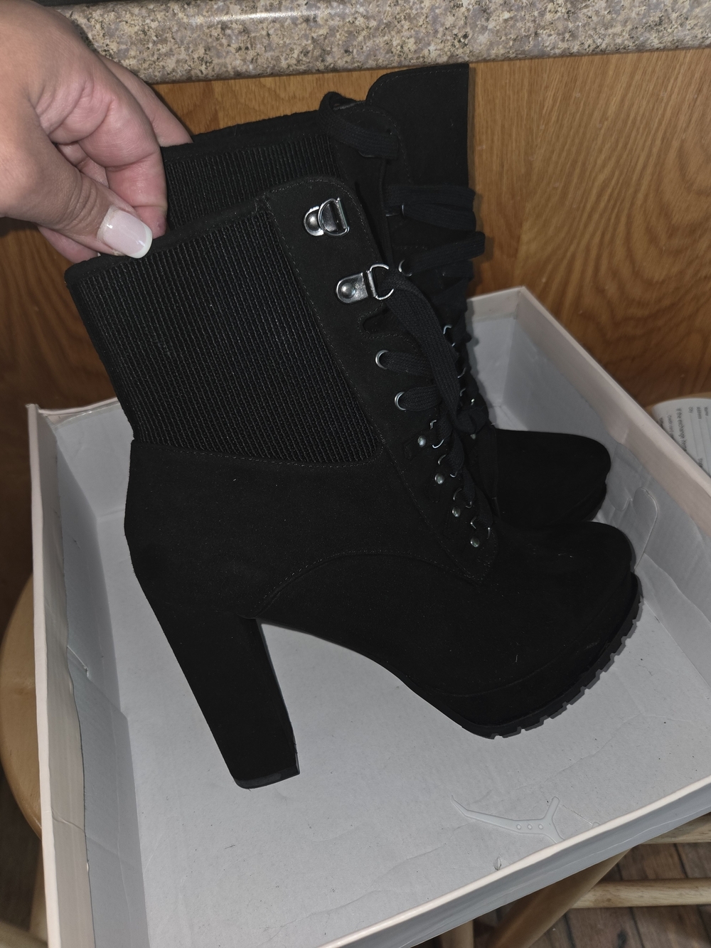 JustFab Black Lace-Up High-Top Sneakers
